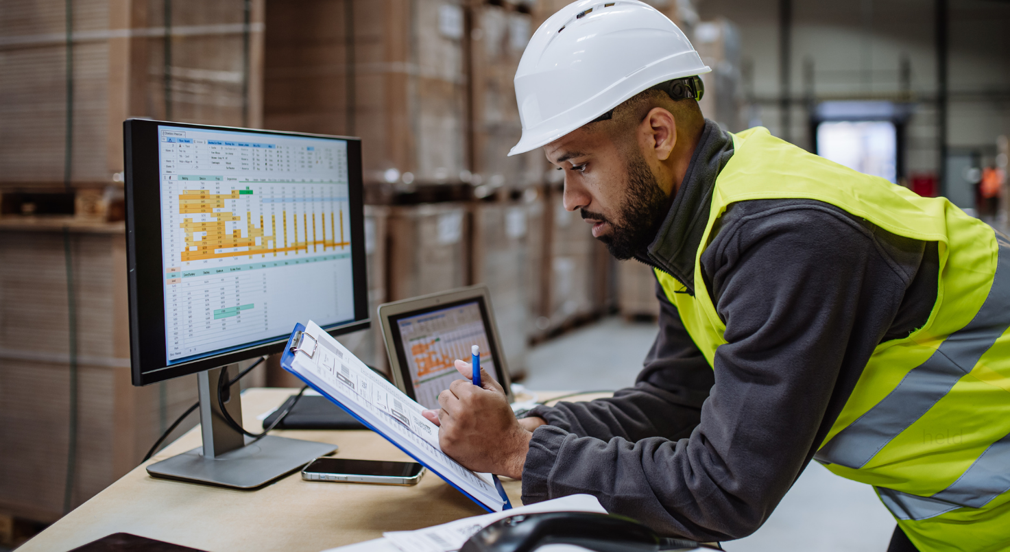 Disponent arbeitet am Computer mit GPS-Tracking-Karte, auf der Live-Standorte von Fahrzeugen sichtbar sind – Symbol für modernes Dispatching und effizientes Fuhrparkmanagement mit Novon Tracking.